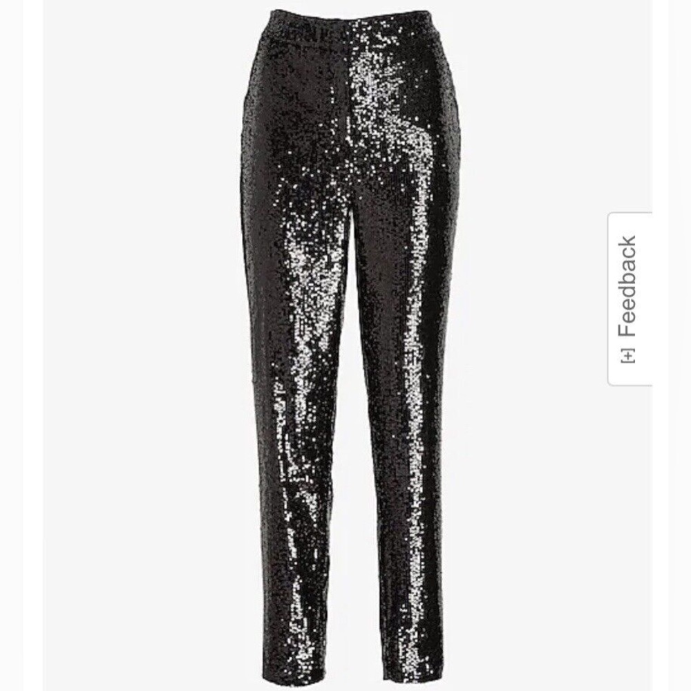 Express Black Sequin High Waisted Ankle Pant Size XS NWT!